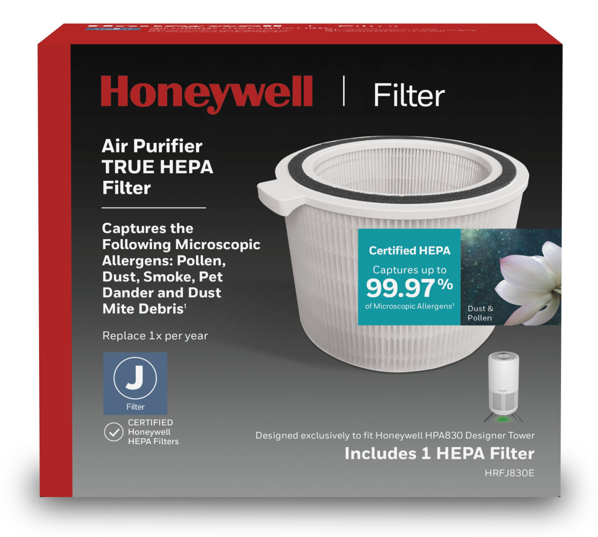 Оригинальный НЕРА-фильтр для очистителя Honeywell HPA830 (HRFJ830E)